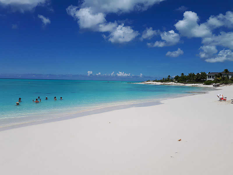 Beach and blue sea at Turks and Caicos